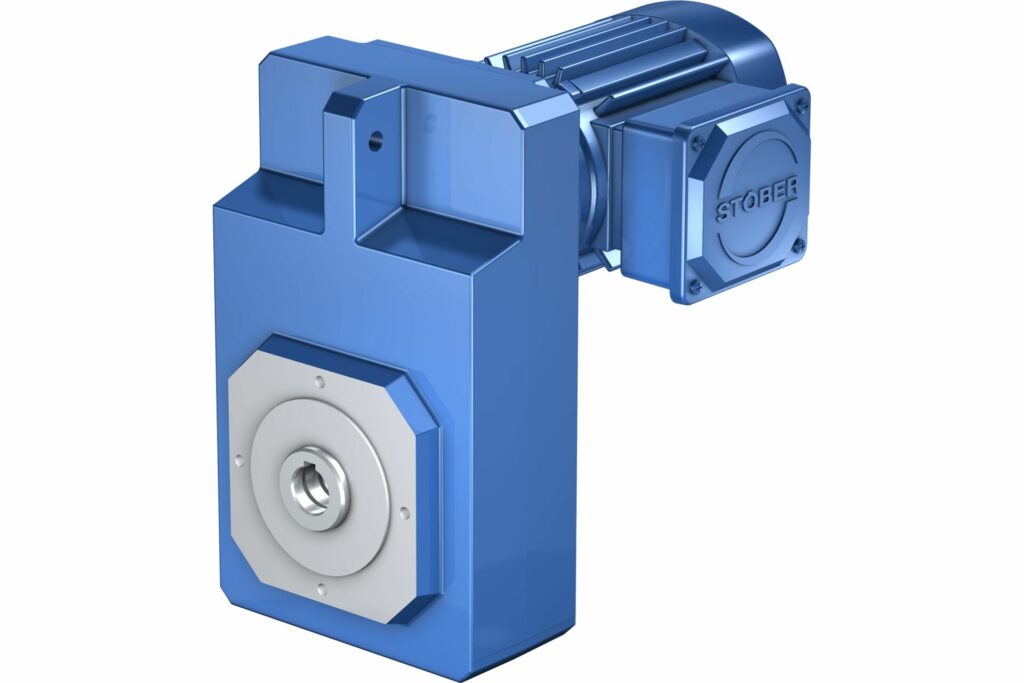 A compact, rugged asynchronous offset helical geared motor, IE3-certified and ideal for industrial use.